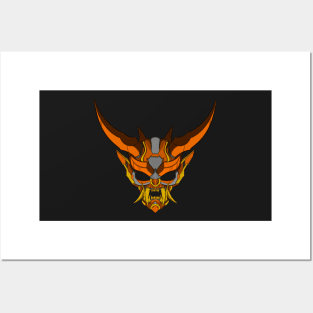 Cyber Japanese Hanyya Demon-Orange Yellow Posters and Art